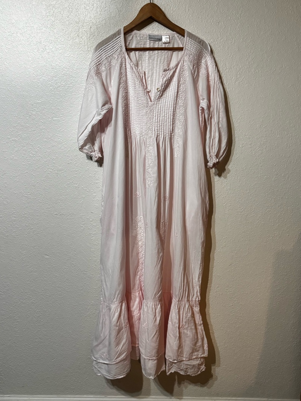 Soft Surroundings Blush Pink Cotton Maxi Nightgown House Dress XL